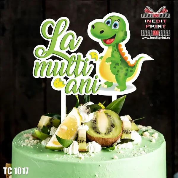 Topper Tort UV Dinozaur La multi ani TC1017 10x10cm, MDF