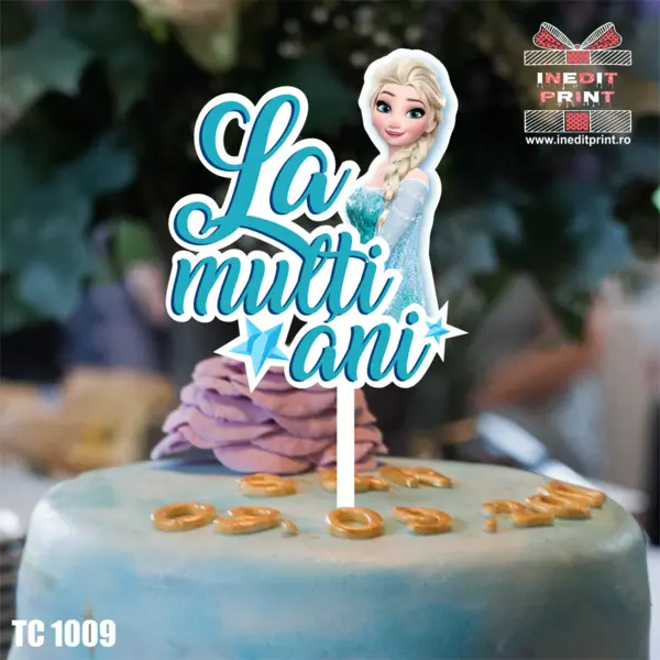 Topper Tort UV Elsa La multi ani TC1009 13x13cm, MDF