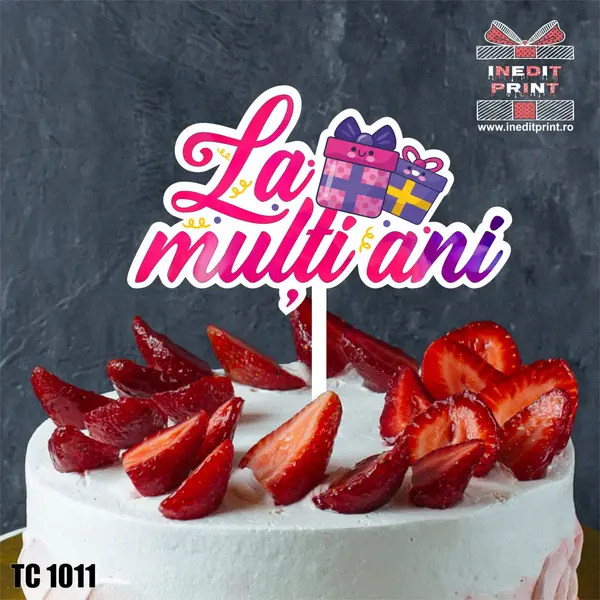 Topper Tort UV Gifts La multi ani TC1011 16x16cm, Plexiglass alb