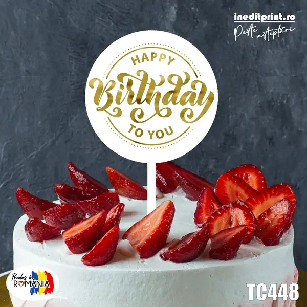 Topper Tort UV Happy B-day to you TC448 10x10cm, MDF