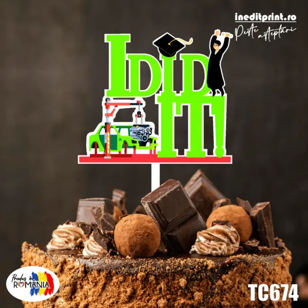 Topper Tort UV I did it TC674 10x10cm, MDF