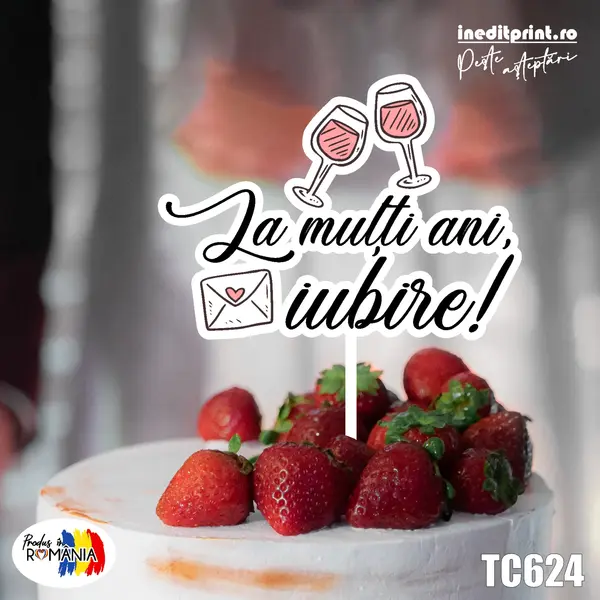 Topper Tort UV La multi ani, iubire TC624 15x15cm, MDF
