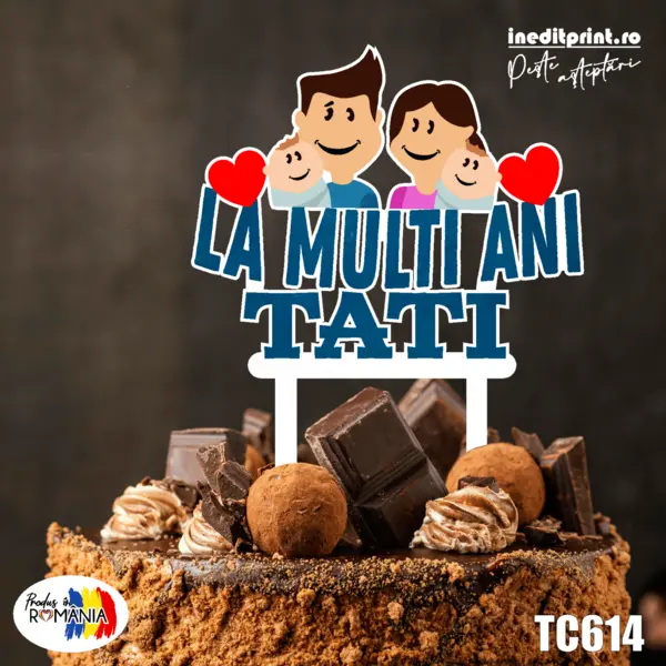 Topper Tort UV La multi ani Tati TC614 10x10cm, Plexiglass alb