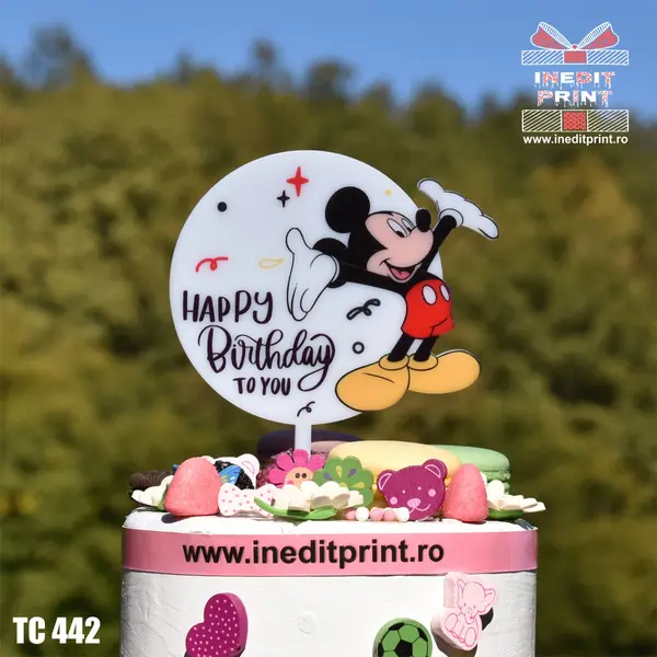Topper Tort UV Mickey Mouse Happy birthday to You TC442 12X12cm, MDF