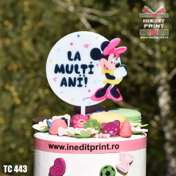 Topper Tort UV Minnie Mouse La multi ani TC443 10x10cm, Plexiglass alb