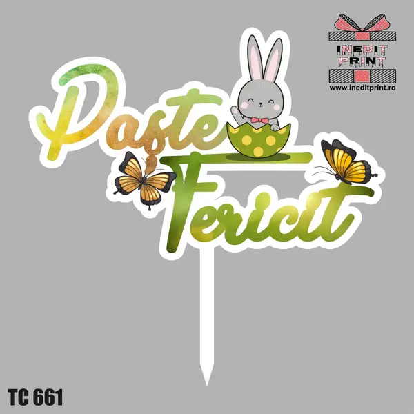 Topper Tort UV Paste Fericit TC661 10x10cm, Plexiglass alb