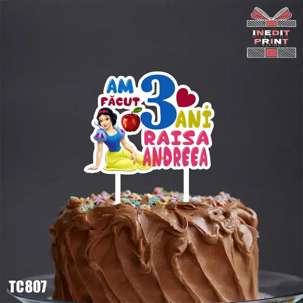 Topper tort UV Personalizat Alba ca zapada TC807 16x16cm, MDF