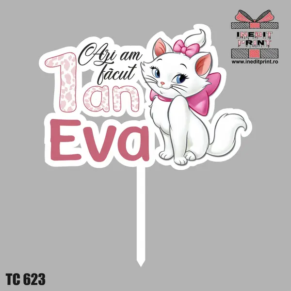 Topper Tort UV Personalizat Am facut 1 an TC623 10x10cm, Plexiglass alb