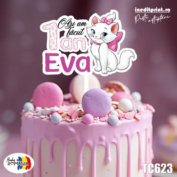 Topper Tort UV Personalizat Am facut 1 an TC623 15x15cm, MDF