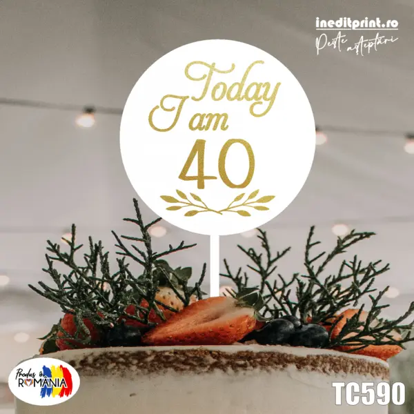 Topper Tort UV Personalizat B-DAY TC590 15x15cm, MDF