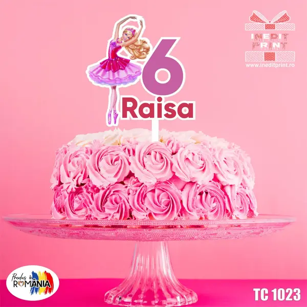 Topper Tort UV Personalizat Barbie TC1023 13x13cm, MDF