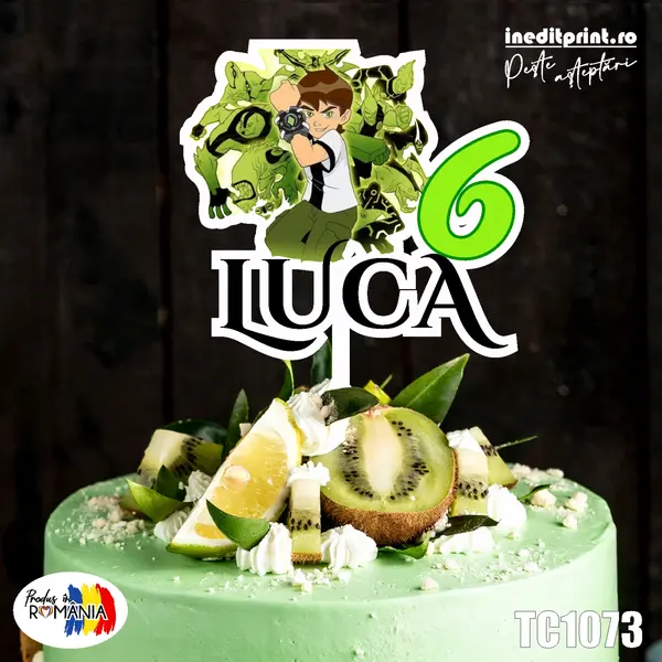 Topper Tort UV Personalizat BEN 10 TC1073 10x10cm, MDF