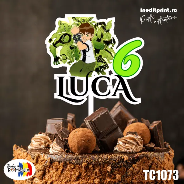 Topper Tort UV Personalizat BEN 10 TC1073 16x16cm, MDF