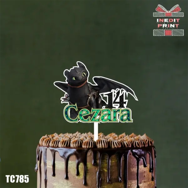 Topper Tort UV Personalizat Cum sa-ti antrenezi dragonul TC785 10x10cm, MDF