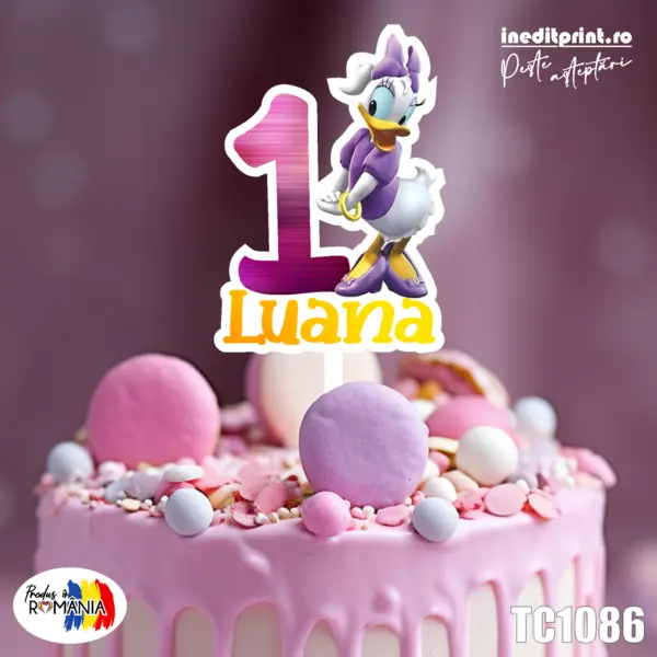 Topper Tort UV Personalizat Daisy TC1086 10x10cm, MDF