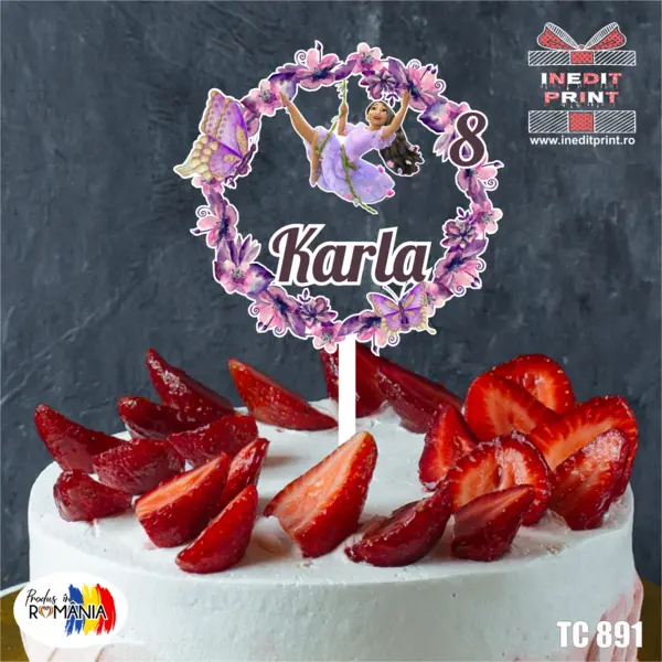 Topper tort UV Personalizat Encanto TC891 10x10cm, Plexiglass alb