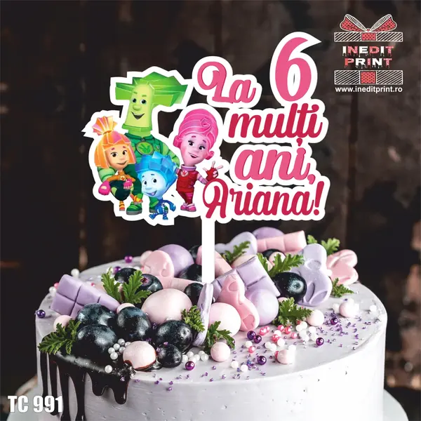 Topper Tort UV Personalizat Fixiki TC991 16x16cm, MDF
