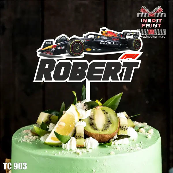 Topper Tort UV Personalizat Formula 1 TC903 16x16cm, Plexiglass alb
