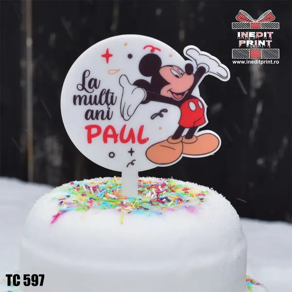 Topper Tort UV Personalizat La multi ani TC597 15x15cm, Plexiglass alb