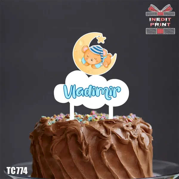 Topper Tort UV Personalizat little star TC774 10x10cm, Plexiglass alb
