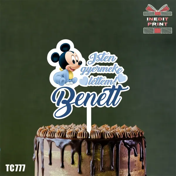Topper Tort UV Personalizat Maghiara Mickey Mouse TC777 10x10cm, MDF