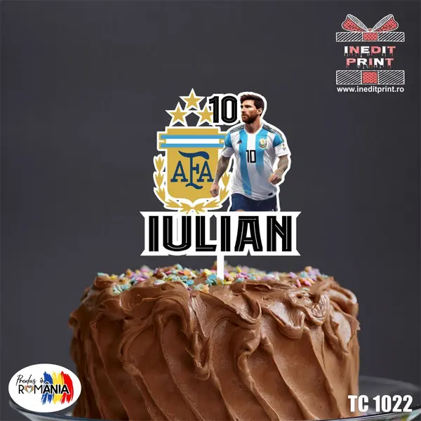 Topper Tort UV Personalizat Messi TC1022 16x16cm, MDF