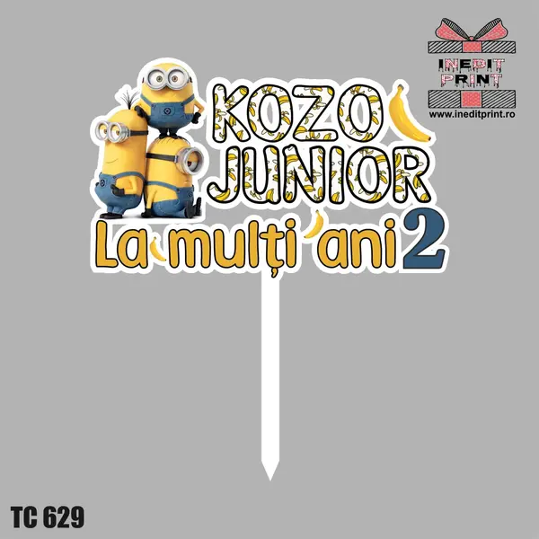 Topper Tort UV Personalizat Minion TC629 10x10cm, Plexiglass alb