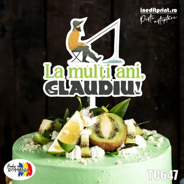 Topper Tort UV Personalizat Pescar TC647 10x10cm, MDF