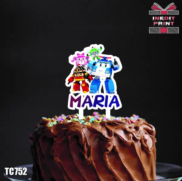 Topper Tort UV Personalizat Robo TC752 13x13cm, Plexiglass alb