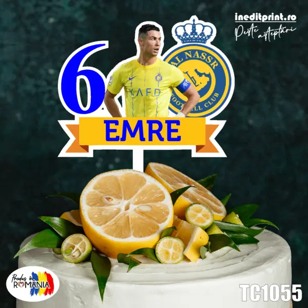 Topper Tort UV Personalizat Ronaldo TC1055 13x13cm, MDF