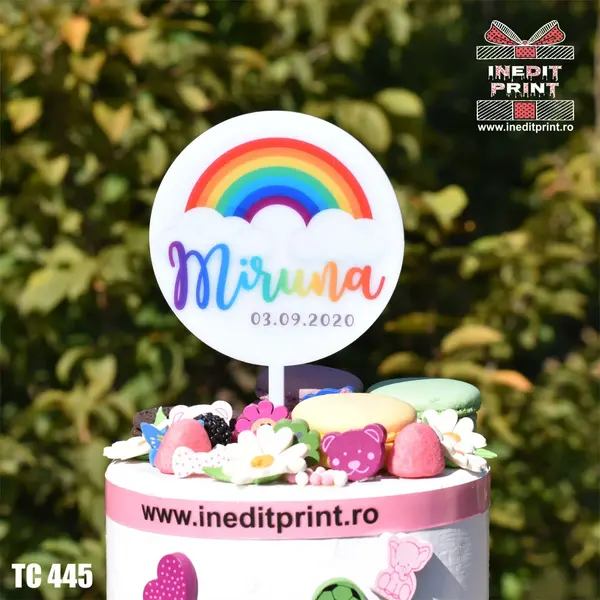 Topper Tort UV Personalizat TC445 10x10cm, Plexiglass alb