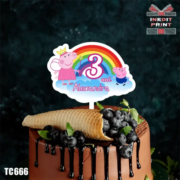 Topper tort UV Personalizat TC666 13x13cm, Plexiglass alb