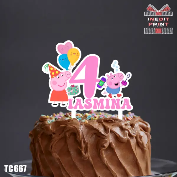 Topper tort UV Personalizat TC667 13x13cm, Plexiglass alb