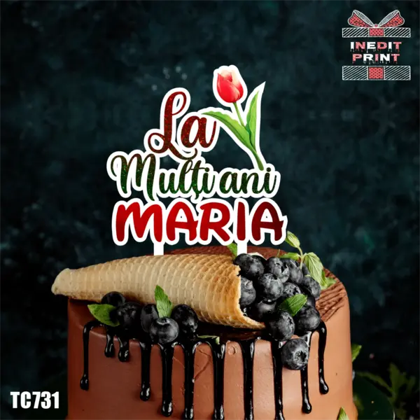 Topper tort UV Personalizat TC731 16x16cm, Plexiglass alb