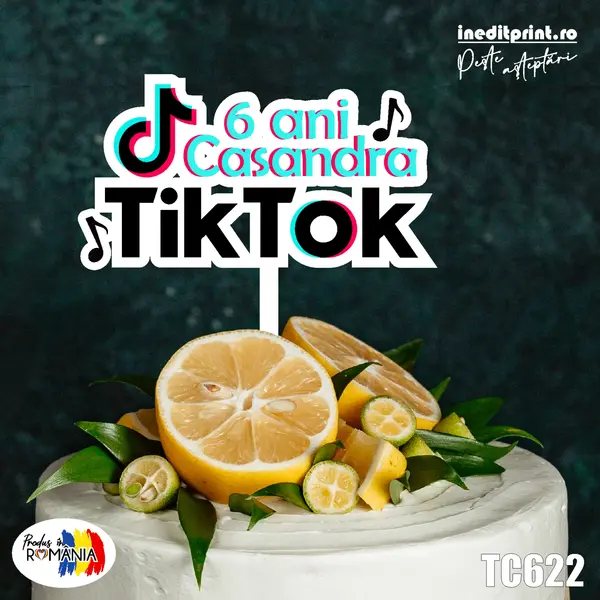 Topper Tort UV Personalizat Tik Tok TC622 10x10cm, MDF