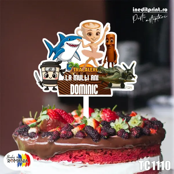 Topper Tort UV Personalizat Tralalero TC1110 16x16cm, MDF