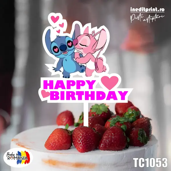 Topper Tort UV Stitch Angel TC1053 13x13cm, Plexiglass alb
