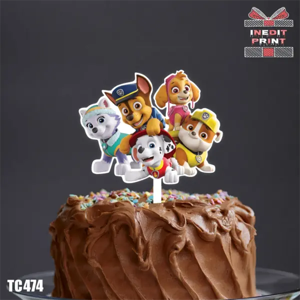 Topper tort UV TC474 Patrula catelusilor 18x18cm, Plexiglass alb