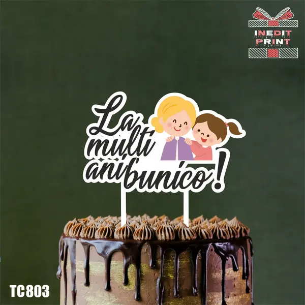Topper tort UV TC803 La multi ani bunico ! 13x13cm, MDF