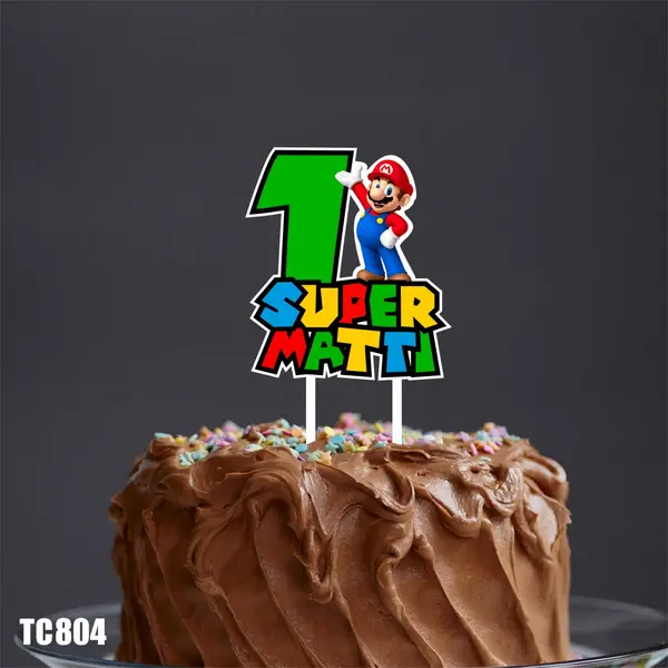 Topper tort UV TC804 Super Mario 10x10cm, Plexiglass alb