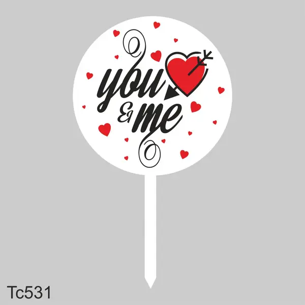 Topper Tort UV You Me TC531 10x10cm, Plexiglass alb