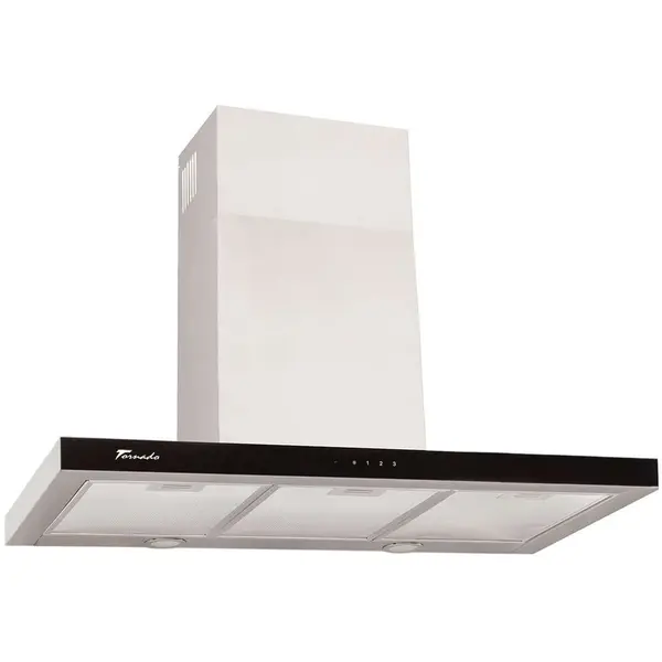 Tornado Hota Decorativa Tornado Lara 1200 (90), 1 motor, latime 90 cm, 3 viteze, absorbtie 1200 m3/ora, Inox / Negru