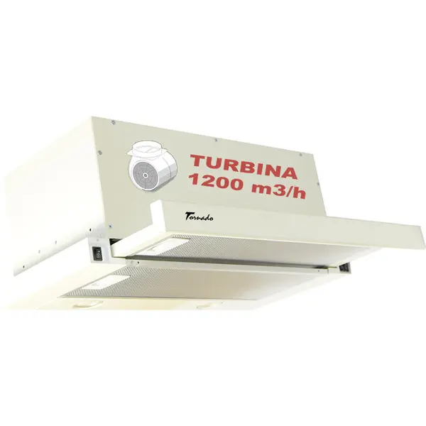 Tornado Hota Telescopica Incorporabila Tornado Storm 1200 (60), 1 motor, latime 60 cm, 3 viteze, absorbtie 1200 m3/ora, Bej