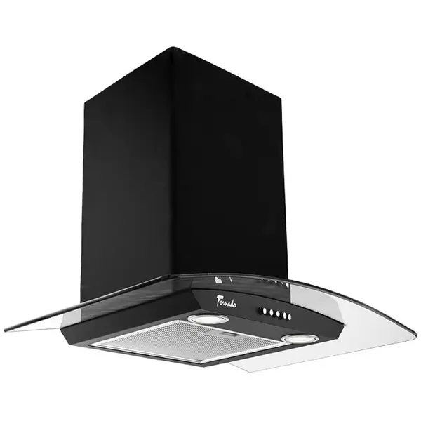 Tornado Hota tip Cupola Tornado Eva 1200 (60) LED, 1 motor Turbo, latime 60 cm, 3 viteze, absorbtie 1200 m3/ora, filtru anti-grasimi aluminiu 5 straturi, Negru