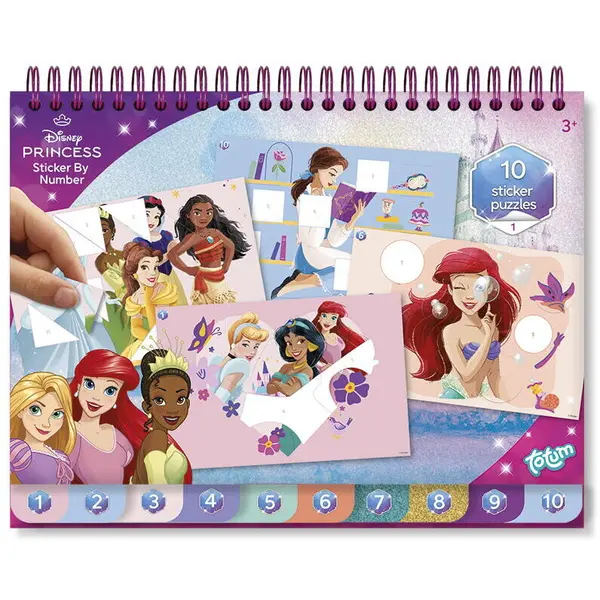 Totum Carte de colorat & abtibilduri cu numere - Disney Princess