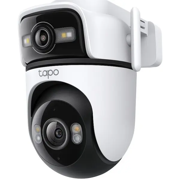 TP-LINK Camera de supraveghere Wireless TP-Link Tapo C545D, 2 obiective, 2K 3MP + 2K 3MP, Pan/Tilt, Utilizare exterior, Wireless cu 2 antene si RJ45, unghi larg 165° si teleobiectiv 6 mm, Night Vision, Detectare Smart AI, Two-Way Audio, ONVIF, IP66