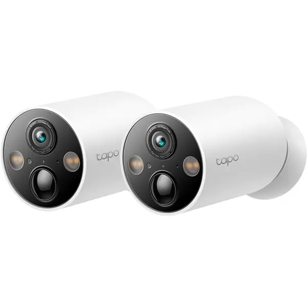 TP-LINK Kit cu 2 camere pentru Exterior cu acumulator TP-LINK, IP66, Distanta IR 15 m, Tip lentila fixa 3.15 mm, Rezolutie 3 Mpx, Wireless, Microfon
