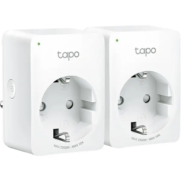 TP-LINK Pachet 2 prize inteligente TP-Link Mini Tapo P100, Wi-Fi, control vocal, 10A, compatibil Android/iOS, Amazon Alexa si Google Assistant, 220-240V, Alb
