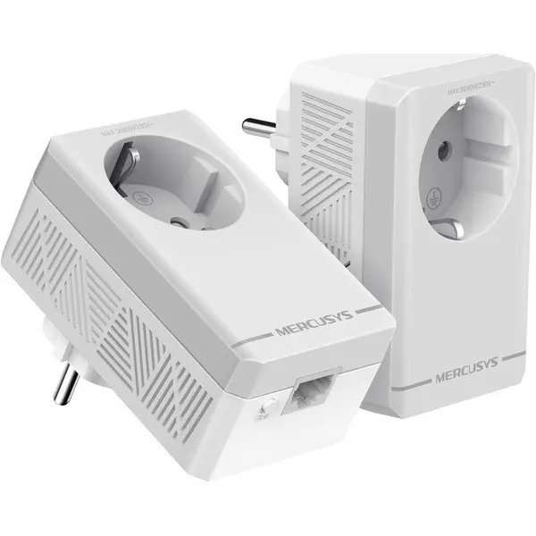 TP-LINK PowerLine Mercusys MP300P KIT, AV600 Passthrough, raza actiune 300 m, viteza transfer pana la 600 Mbps, 2 adaptoare