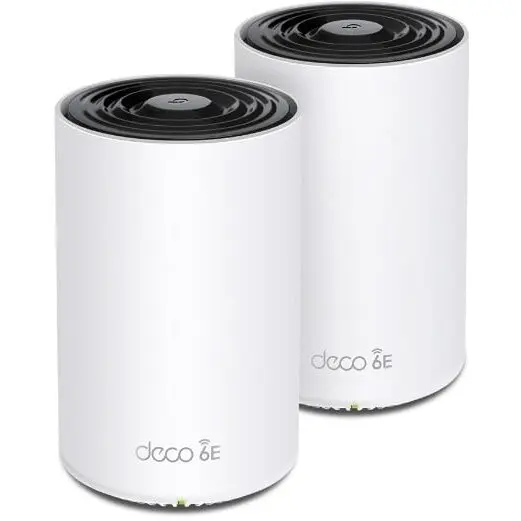 TP-LINK Router Sistem Mesh, TP-Link Deco XE75, Intern, Tri-band (2.4 GHz / 5 GHz / 6 GHz) Wi-Fi 6E (802.11ax), 2 bucati, Alb